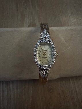 Lucien Piccard Silver-Tone diamond sapphire watch